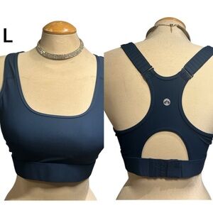 HEALTHYOGA HIGH IMPACT Sports Bra Sz L Racerback Padded High Support Workout